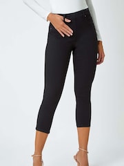 Roman Black Cropped Stretch Denim Leggings - Image 1 of 5