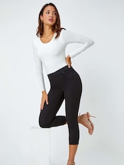 Roman Black Cropped Stretch Denim Leggings - Image 4 of 5