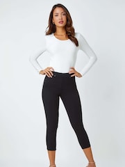 Roman Black Cropped Stretch Denim Leggings - Image 5 of 5