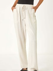 Roman Natural Full Length Linen Trousers - Image 1 of 5