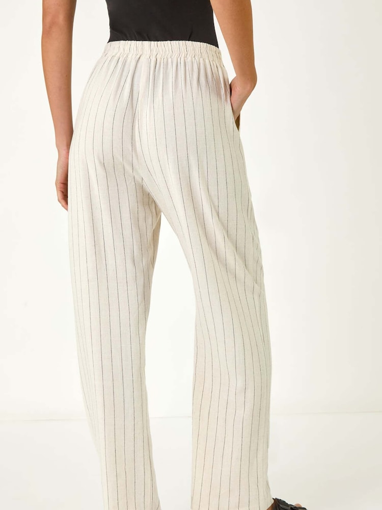 Roman Natural Full Length Linen Trousers - Image 2 of 5