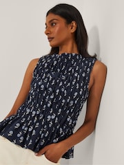 Monsoon Blue Deniz Sleeveless Smocked Floral Blouse - Image 3 of 5