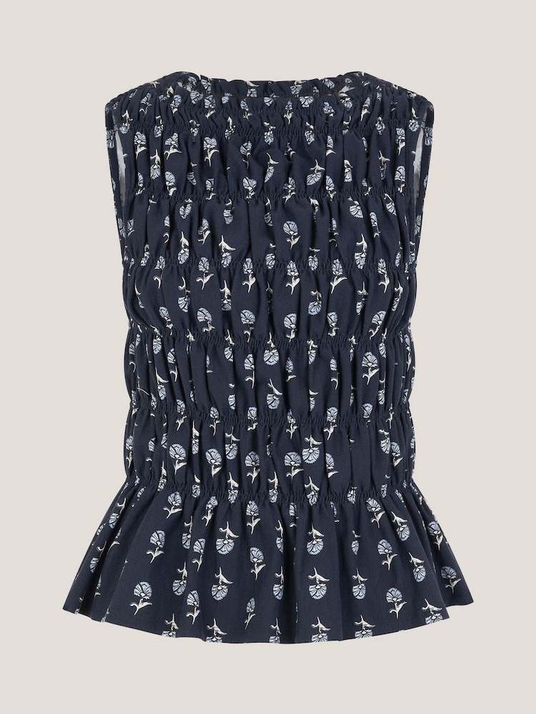 Monsoon Blue Deniz Sleeveless Smocked Floral Blouse - Image 5 of 5 Monsoon Blue Deniz Sleeveless Smocked Floral Blouse - Image 5 of 5
