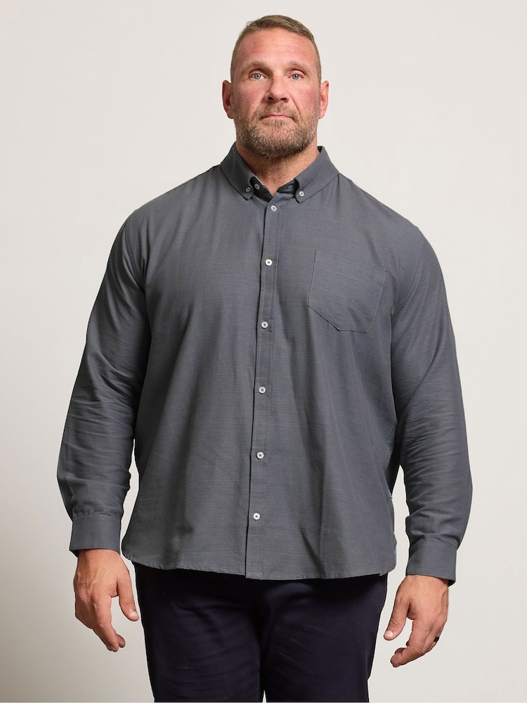 BadRhino Big & Tall Grey Long Sleeve Slub Shirt - Image 1 of 6
