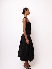Amy Lynn Black Alexa Puffball Cotton Midi Dress - Image 2 of 5