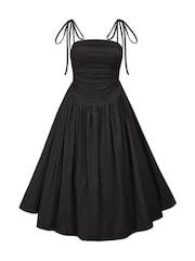 Amy Lynn Black Alexa Puffball Cotton Midi Dress - Image 5 of 5