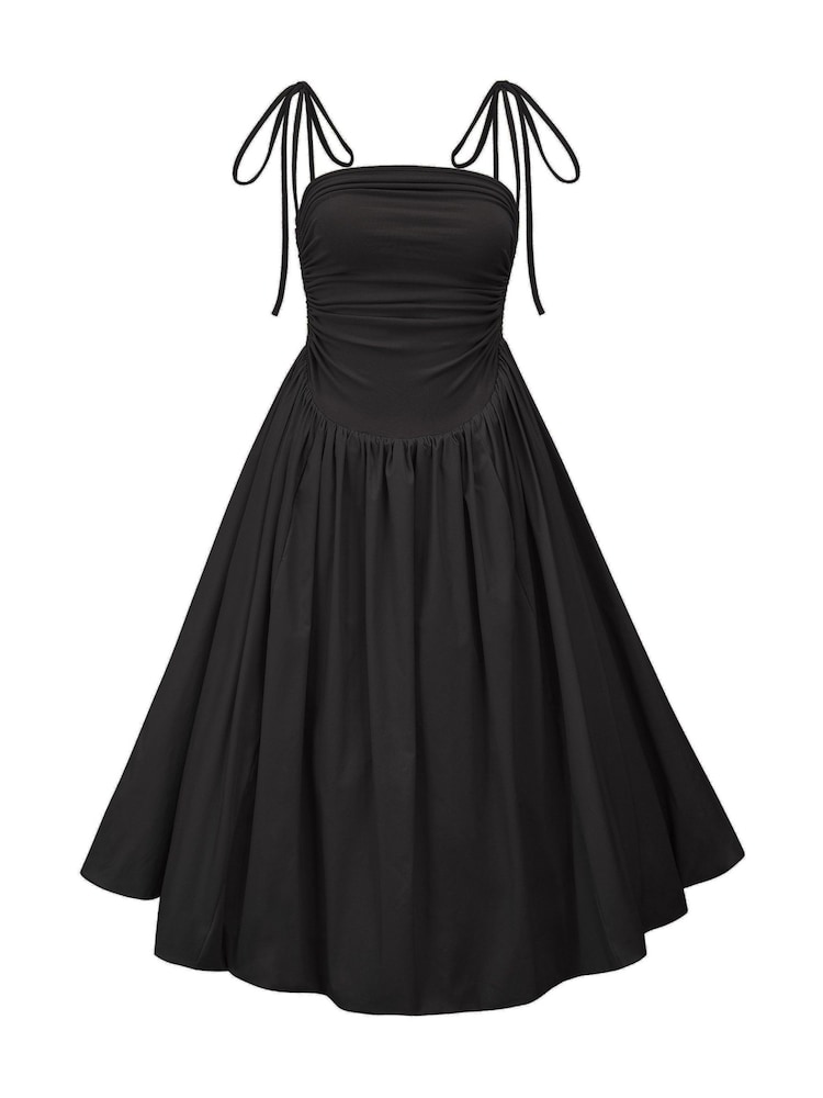 Amy Lynn Black Alexa Puffball Cotton Midi Dress - Image 5 of 5 Amy Lynn Black Alexa Puffball Cotton Midi Dress - Image 5 of 5