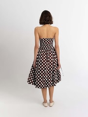 Bolinhas marrons - Vestido midi de algodão puffball Amy Lynn Alexa - Imagem 3 de 4
