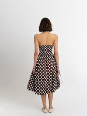 Amy Lynn Brown Polka Dot Alexa Puffball Cotton Midi Dress - Image 5 of 9