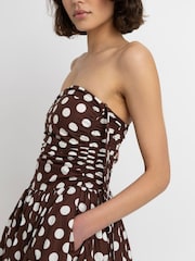 Amy Lynn Brown Polka Dot Alexa Puffball Cotton Midi Dress - Image 7 of 9