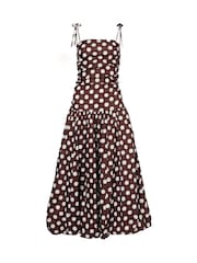 Amy Lynn Brown Polka Dot Alexa Puffball Cotton Midi Dress - Image 9 of 9