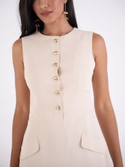 Amy Lynn Cream Rita Soft Tailored A-line Mini Shift Dress - Image 4 of 5