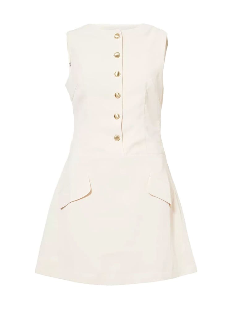 Amy Lynn Cream Rita Soft Tailored A-line Mini Shift Dress - Image 5 of 5