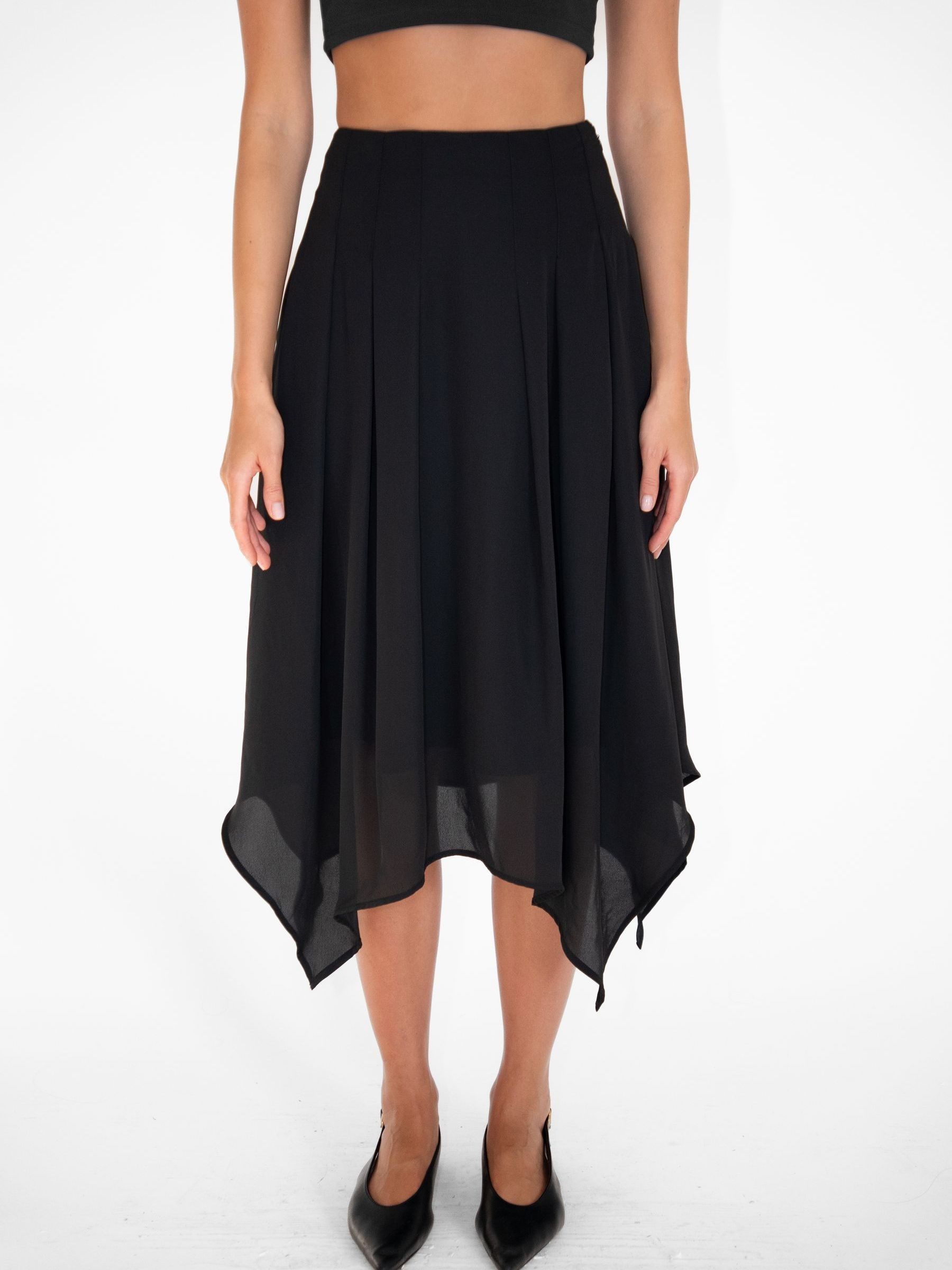 Buy Amy Lynn Black Tilda Premium Chiffon Asymmetric Layered Midi