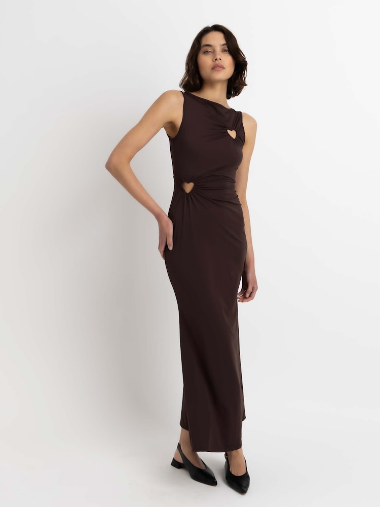 Amy Lynn Brown Harlie Soft Jersey Heart Cut Out Maxi Dress - Image 1 of 4 Amy Lynn Brown Harlie Soft Jersey Heart Cut Out Maxi Dress - Image 1 of 4