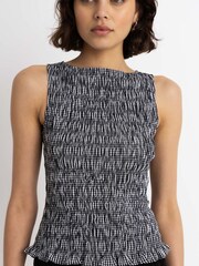 Amy Lynn Black Cher Plaid Shirred Sleeveless Top - Image 2 of 4