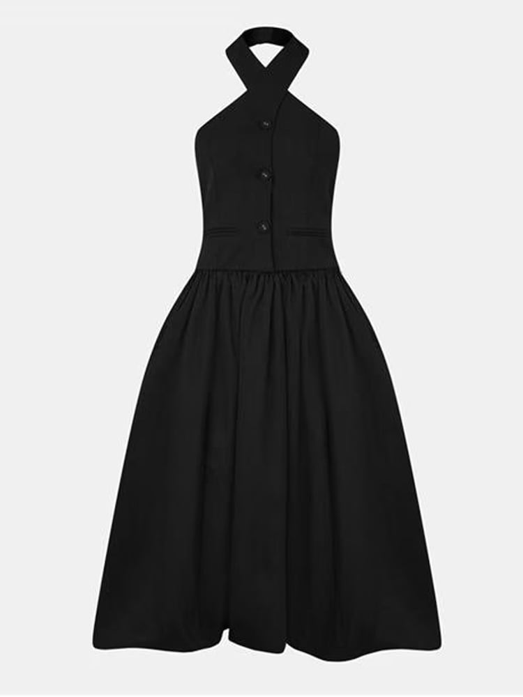 Amy Lynn Black Garcelle Tailored Halterneck Puffball Midaxi Dress - Image 5 of 5 Amy Lynn Black Garcelle Tailored Halterneck Puffball Midaxi Dress - Image 5 of 5
