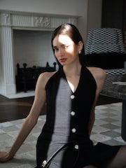 Amy Lynn Black Clemmie Pleated Knitted Mini Skirt - Image 2 of 11