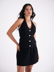 Amy Lynn Black Clemmie Pleated Knitted Mini Skirt - Image 9 of 11