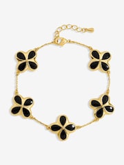 Inicio Gold Tone Jet Enamel Clover Bracelet - Image 1 of 4