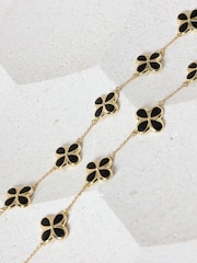 Inicio Gold Tone Jet Enamel Clover Bracelet - Image 2 of 4