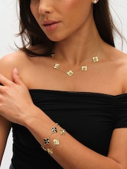 Inicio Gold Tone Jet Enamel Clover Bracelet - Image 3 of 4