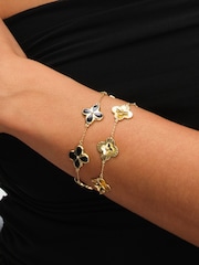 Inicio Gold Tone Jet Enamel Clover Bracelet - Image 4 of 4