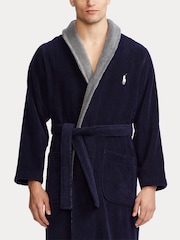 Polo Ralph Lauren Blue Contrast Detail Towelling Robe - Image 2 of 5