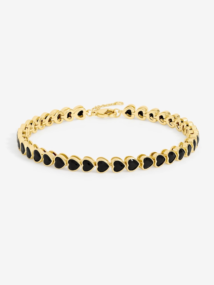 Inicio Gold Tone Jet Crystal Tennis Bracelet - Image 1 of 1