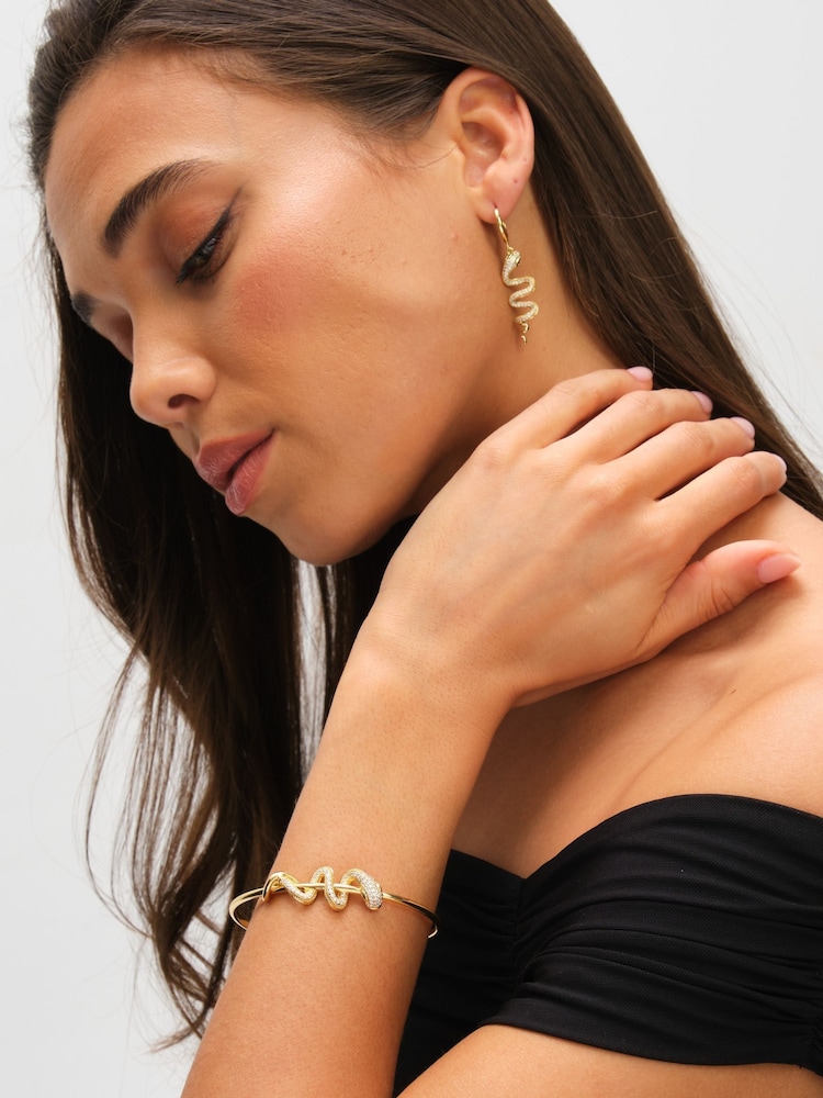 Inicio Gold Tone Crystal Snake Bracelet Cuff - Image 5 of 5 Inicio Gold Tone Crystal Snake Bracelet Cuff - Image 5 of 5
