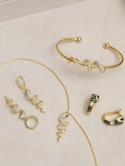 Inicio Gold Tone Snake Spiral Drop Hoop Earrings - Image 1 of 3