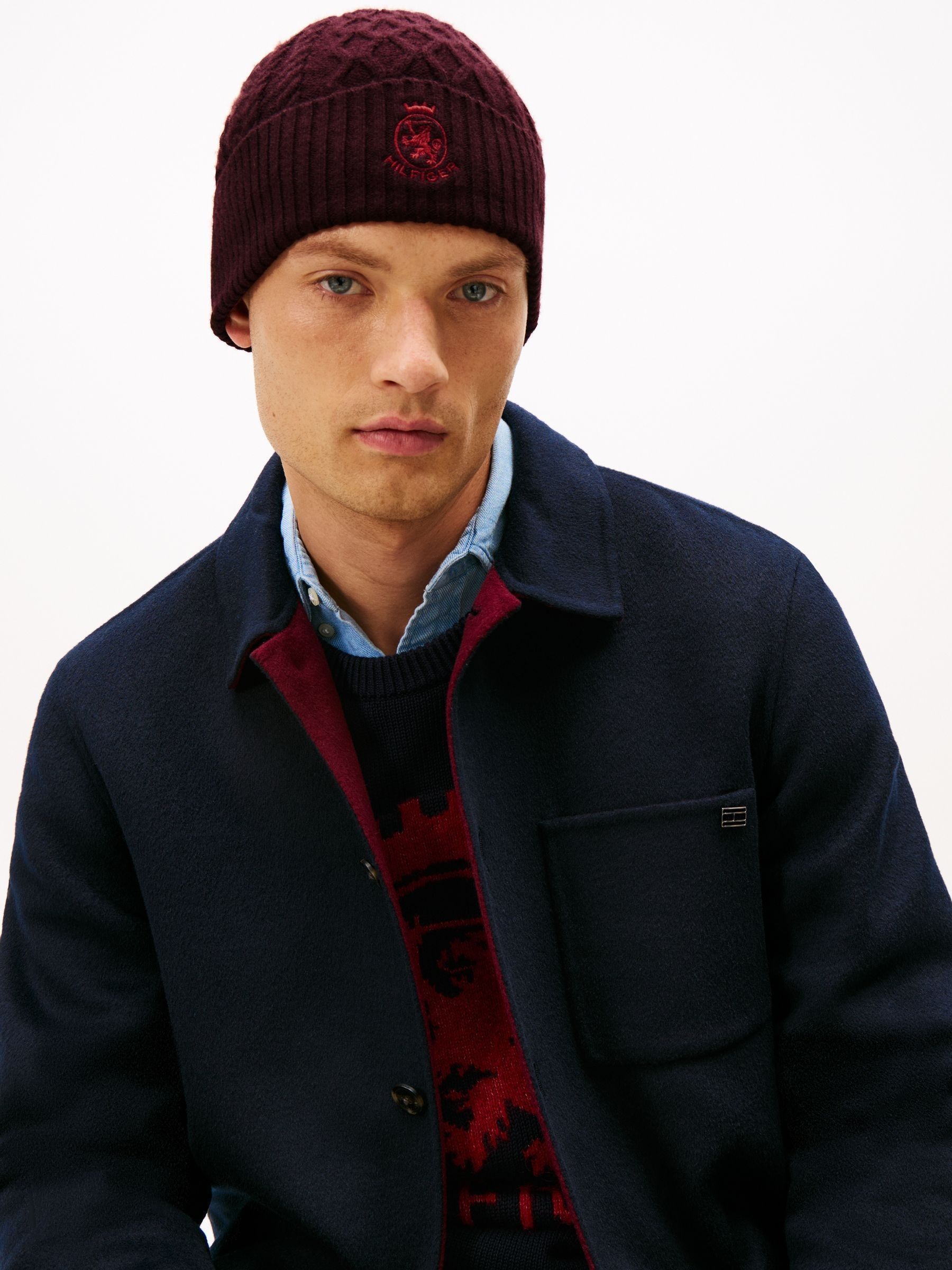 Buy Tommy Hilfiger Red Crest Cable Knit Beanie from Next USA