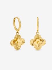 Inicio Gold Tone Diamond Cut Clover Huggie Earrings - Image 3 of 3