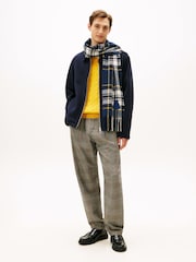 Tommy Hilfiger Blue Crest Check Scarf With Cashmere - Image 3 of 4