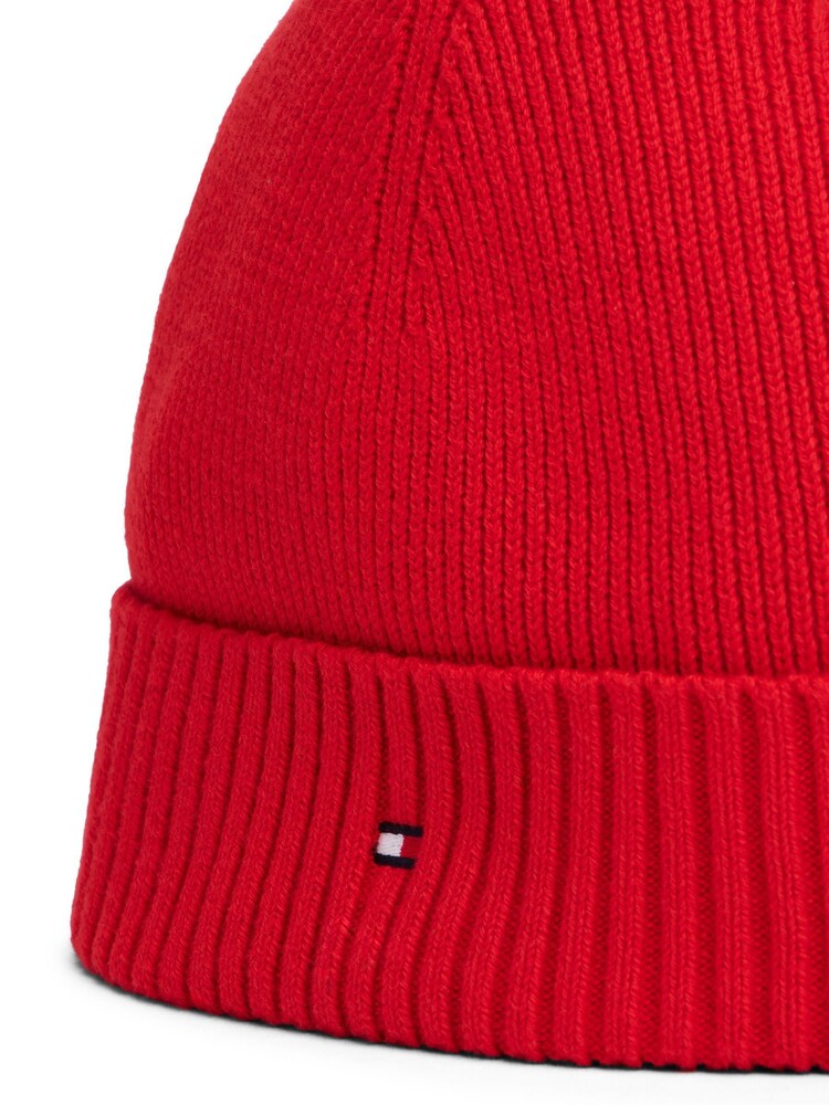 Tommy Hilfiger Red Cotton Cashmere Beanie - Image 4 of 4 Tommy Hilfiger Red Cotton Cashmere Beanie - Image 4 of 4