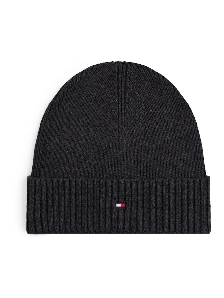 Tommy Hilfiger Grey Cotton Cashmere Beanie - Image 1 of 5 Tommy Hilfiger Grey Cotton Cashmere Beanie - Image 1 of 5