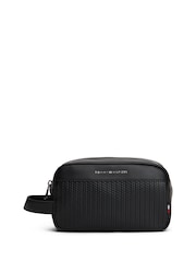 Tommy Hilfiger Black Metal Logo Woven Panel Wash Bag - Image 1 of 4