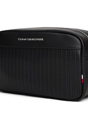 Tommy Hilfiger Black Metal Logo Woven Panel Wash Bag - Image 3 of 4