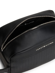 Tommy Hilfiger Black Metal Logo Woven Panel Wash Bag - Image 4 of 4