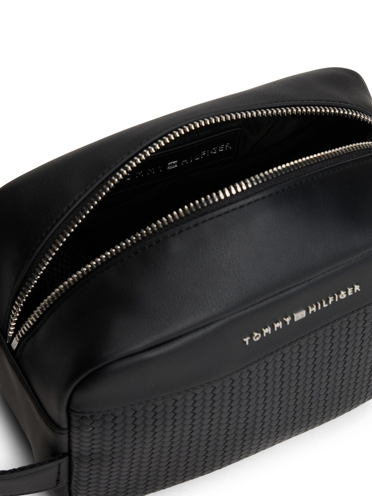 Tommy Hilfiger Black Metal Logo Woven Panel Wash Bag - Image 4 of 4 Tommy Hilfiger Black Metal Logo Woven Panel Wash Bag - Image 4 of 4