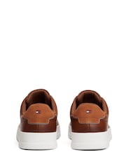 Tommy Hilfiger Brown Leather Debossed Logo Court Trainers - Image 4 of 7