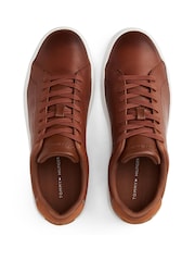 Tommy Hilfiger Brown Leather Debossed Logo Court Trainers - Image 5 of 7