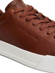 Tommy Hilfiger Brown Leather Debossed Logo Court Trainers - Image 6 of 7