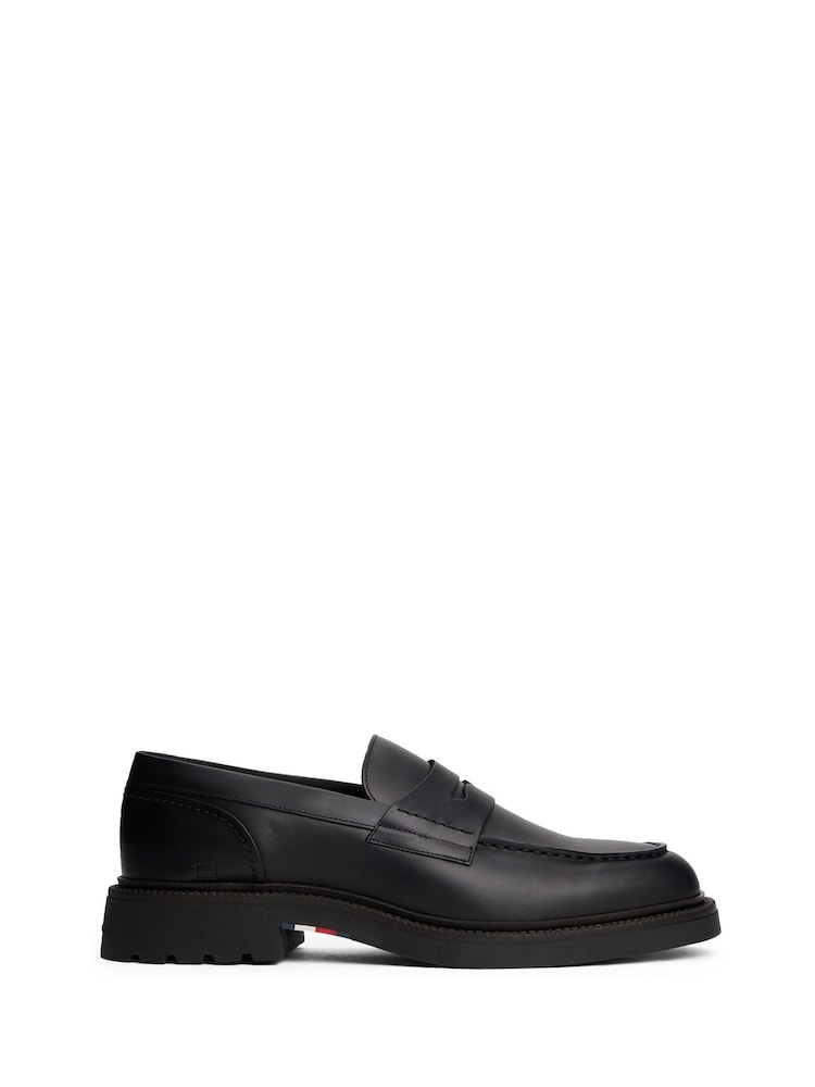Tommy Hilfiger Black Lightweight Leather Loafers - Image 1 of 6