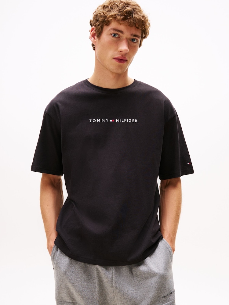 Tommy Hilfiger Black Original Logo Lounge T-Shirt - Image 1 of 5 Tommy Hilfiger Black Original Logo Lounge T-Shirt - Image 1 of 5
