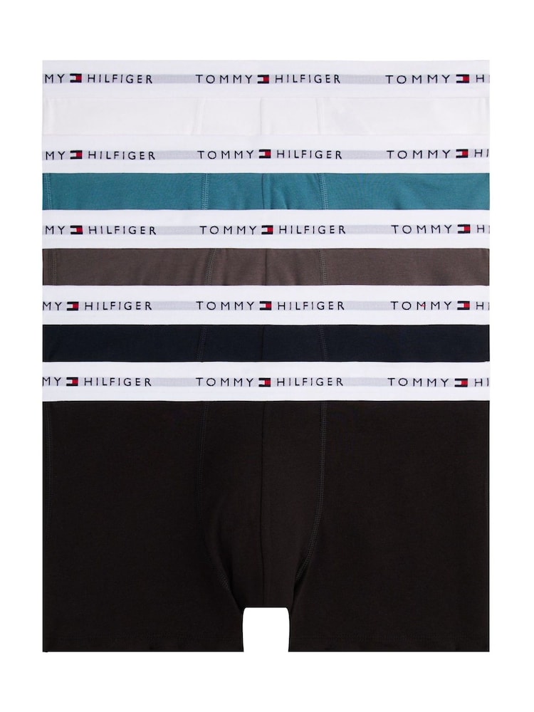 Tommy Hilfiger Green 5-Pack Signature Logo Waistband Trunks - Image 1 of 6