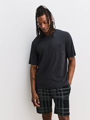 Black/Navy Blue Jersey Check Short Sleeve Pyjamas Set 3 Pack - Image 4 of 12