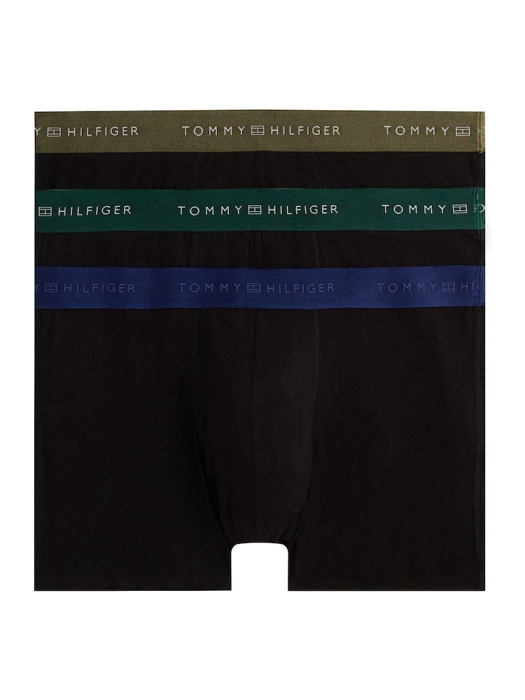 Tommy Hilfiger Blue 3-Pack Signature Logo Metallic Waistband Trunks - Image 1 of 6 Tommy Hilfiger Blue 3-Pack Signature Logo Metallic Waistband Trunks - Image 1 of 6