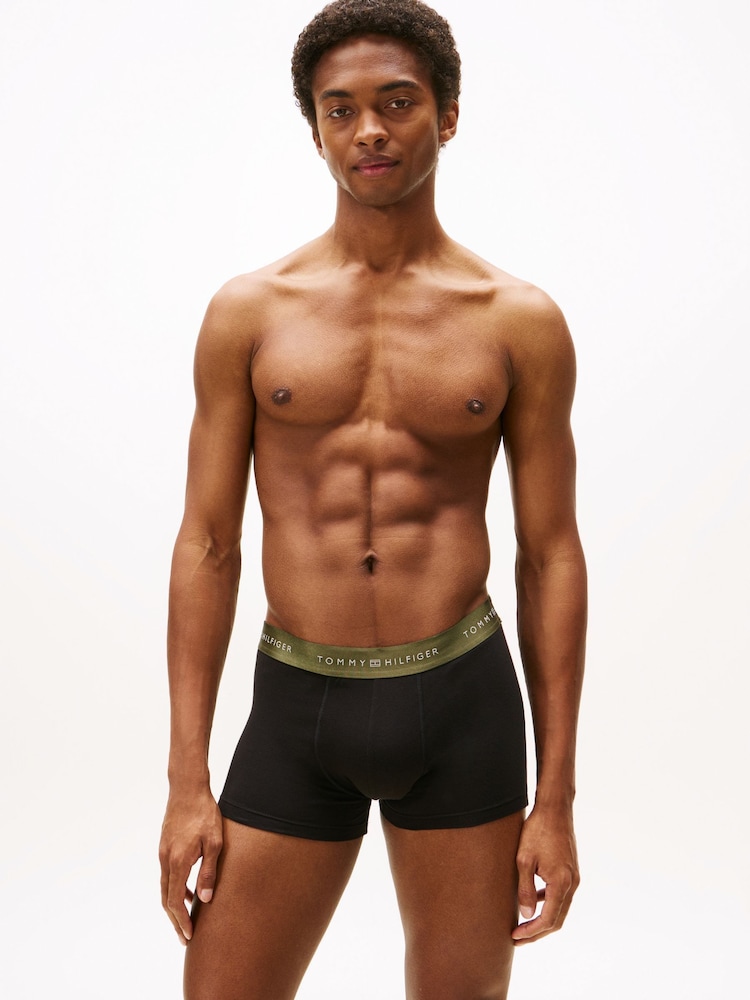 Tommy Hilfiger Blue 3-Pack Signature Logo Metallic Waistband Trunks - Image 2 of 6 Tommy Hilfiger Blue 3-Pack Signature Logo Metallic Waistband Trunks - Image 2 of 6