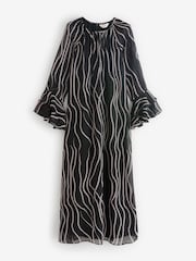 Jolie Moi Black Chiffon Long Sleeve Shift Maxi Dress - Image 1 of 1